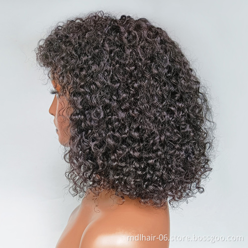 Jerry Curly Human Hair Wigs with Bangs Full Machine Made Wigs Highlight Honey Blonde Colored Wigs For Women Peruvian Remy Hair